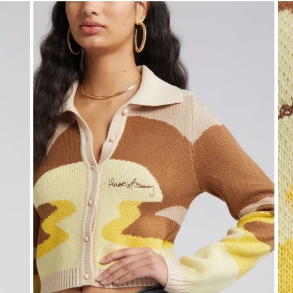 House Of Sunny The Dunes Tripper Jaquard Crop Cardigan Sz 8 - Picture 5 of 15